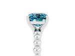 Cushion Cut Blue Topaz Solitaire Ring in White gold with Textured Beaded Band and Prong Setting_5