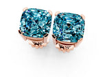 Cushion Cut Blue Topaz Stud Earrings in Rose gold with Basket Setting_1