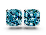 Cushion Cut Blue Topaz Stud Earrings in White gold with Basket Setting