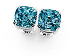 Cushion Cut Blue Topaz Stud Earrings in White gold with Basket Setting_1