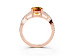 Cushion Cut Citrine Solitaire Ring in Rose gold with Interwoven Pavé Band and Prong Setting_3