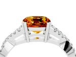 Cushion Cut Citrine Solitaire Ring in Silver with Interwoven Pavé Band and Prong Setting_10