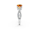 Cushion Cut Citrine Solitaire Ring in Silver with Interwoven Pavé Band and Prong Setting_8