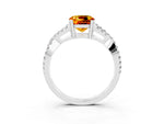 Cushion Cut Citrine Solitaire Ring in Silver with Interwoven Pavé Band and Prong Setting_9