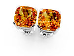 Cushion Cut Citrine Stud Earrings in White gold with Basket Setting_1