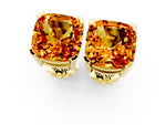 Cushion Cut Citrine Stud Earrings in Yellow gold with Basket Setting_1