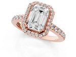 Cushion Cut Diamond Halo Engagement Ring in Rose gold with Milgrain Detail and Pavé Band_1