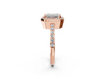 Cushion Cut Diamond Halo Engagement Ring in Rose gold with Milgrain Detail and Pavé Band_2