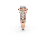 Cushion Cut Diamond Halo Engagement Ring in Rose gold with Triple-Row Round Band_20
