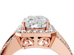Cushion Cut Diamond Halo Engagement Ring in Rose gold with Triple-Row Round Band_22