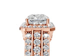 Cushion Cut Diamond Halo Engagement Ring in Rose gold with Triple-Row Round Band_23