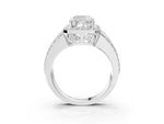 Cushion Cut Diamond Halo Engagement Ring in White gold with Triple-Row Round Band_15