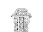 Cushion Cut Diamond Halo Engagement Ring in White gold with Triple-Row Round Band_17