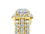 Cushion Cut Diamond Halo Engagement Ring in Yellow gold with Triple-Row Round Band_23