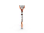 Cushion Cut Diamond Hidden Halo Engagement Ring in Rose gold with Round Pavé Band_20