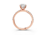 Cushion Cut Diamond Hidden Halo Engagement Ring in Rose gold with Round Pavé Band_21