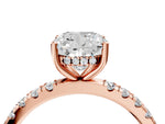 Cushion Cut Diamond Hidden Halo Engagement Ring in Rose gold with Round Pavé Band_22