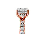Cushion Cut Diamond Hidden Halo Engagement Ring in Rose gold with Round Pavé Band_23