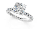 Cushion Cut Diamond Hidden Halo Engagement Ring in White gold with Round Pavé Band_19