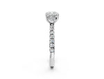 Cushion Cut Diamond Hidden Halo Engagement Ring in White gold with Round Pavé Band_20
