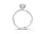 Cushion Cut Diamond Hidden Halo Engagement Ring in White gold with Round Pavé Band_21