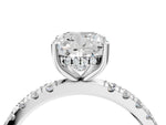 Cushion Cut Diamond Hidden Halo Engagement Ring in White gold with Round Pavé Band_22