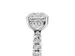 Cushion Cut Diamond Hidden Halo Engagement Ring in White gold with Round Pavé Band_23