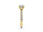 Cushion Cut Diamond Hidden Halo Engagement Ring in Yellow gold with Round Pavé Band_20