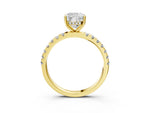 Cushion Cut Diamond Hidden Halo Engagement Ring in Yellow gold with Round Pavé Band_21