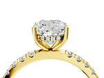 Cushion Cut Diamond Hidden Halo Engagement Ring in Yellow gold with Round Pavé Band_22