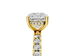 Cushion Cut Diamond Hidden Halo Engagement Ring in Yellow gold with Round Pavé Band_23