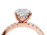 Cushion Cut Diamond Hidden Halo Solitaire Ring in Rose gold with Round Pavé Band and Prong Setting_64