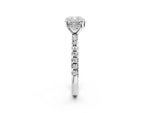 Cushion Cut Diamond Hidden Halo Solitaire Ring in White gold with Round Pavé Band and Prong Setting_62