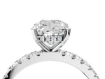 Cushion Cut Diamond Hidden Halo Solitaire Ring in White gold with Round Pavé Band and Prong Setting_64