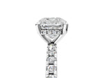 Cushion Cut Diamond Hidden Halo Solitaire Ring in White gold with Round Pavé Band and Prong Setting_65