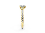 Cushion Cut Diamond Hidden Halo Solitaire Ring in Yellow gold with Round Pavé Band and Prong Setting_62