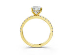 Cushion Cut Diamond Hidden Halo Solitaire Ring in Yellow gold with Round Pavé Band and Prong Setting_63