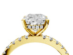 Cushion Cut Diamond Hidden Halo Solitaire Ring in Yellow gold with Round Pavé Band and Prong Setting_64