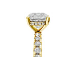 Cushion Cut Diamond Hidden Halo Solitaire Ring in Yellow gold with Round Pavé Band and Prong Setting_65