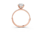 Cushion Cut Diamond Pavé Band Solitaire Ring in Rose gold with Round Accents_27