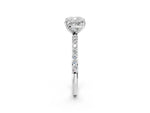Cushion Cut Diamond Pavé Band Solitaire Ring in White gold with Round Accents_26