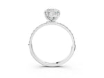 Cushion Cut Diamond Pavé Band Solitaire Ring in White gold with Round Accents_27