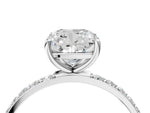 Cushion Cut Diamond Pavé Band Solitaire Ring in White gold with Round Accents_28