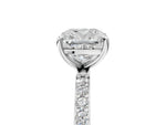 Cushion Cut Diamond Pavé Band Solitaire Ring in White gold with Round Accents_29