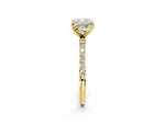 Cushion Cut Diamond Pavé Band Solitaire Ring in Yellow gold with Round Accents_26