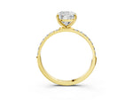 Cushion Cut Diamond Pavé Band Solitaire Ring in Yellow gold with Round Accents_27
