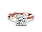 Cushion Cut Diamond Solitaire Engagement Ring in Rose gold with Prong Setting_12