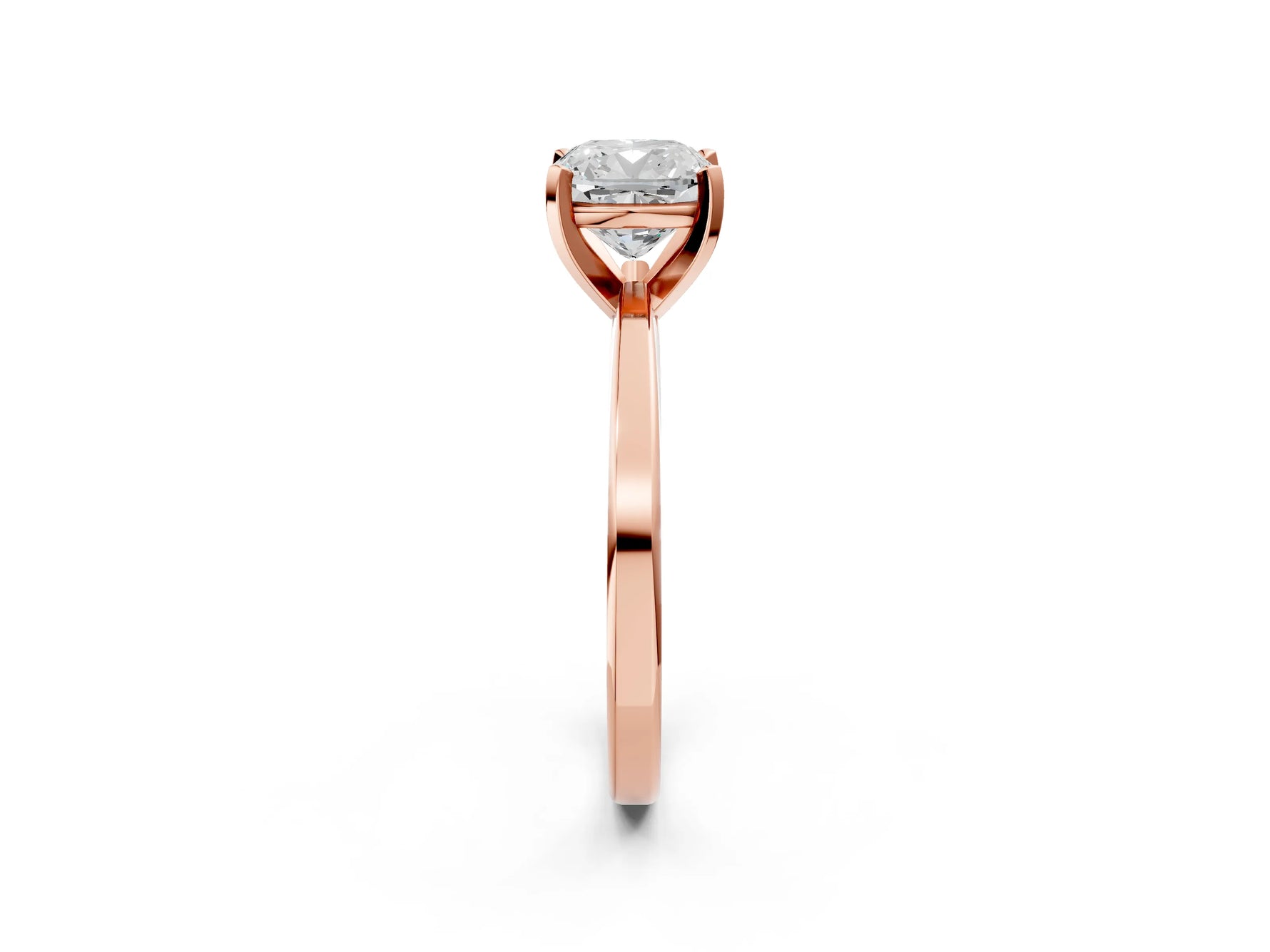 Cushion Cut Diamond Solitaire Engagement Ring in Rose gold with Prong Setting_14
