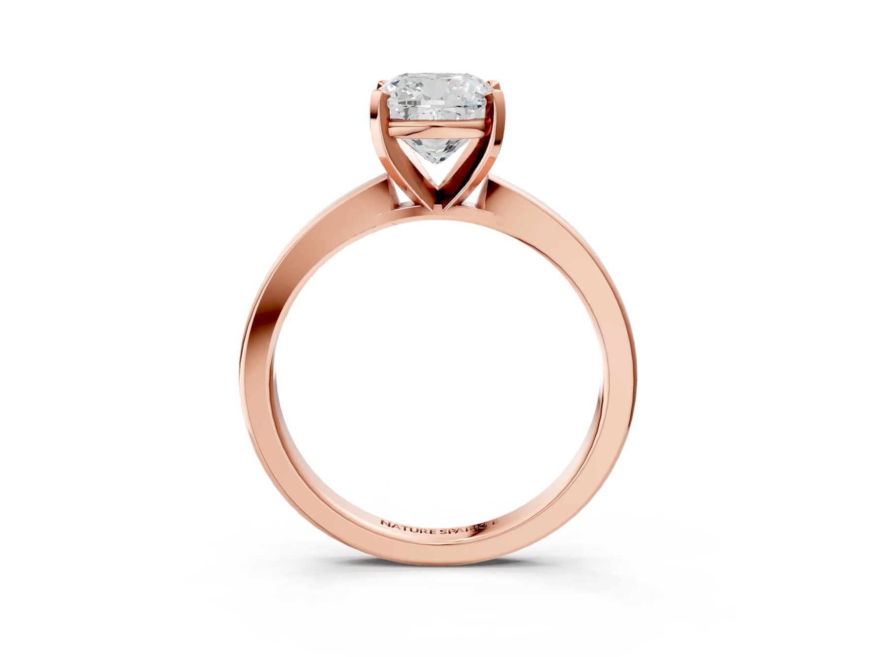Cushion Cut Diamond Solitaire Engagement Ring in Rose gold with Prong Setting_15