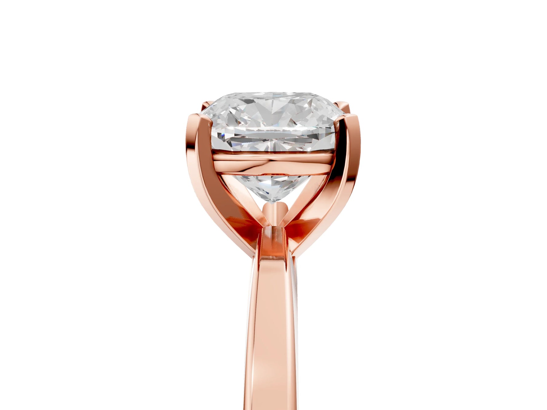 Cushion Cut Diamond Solitaire Engagement Ring in Rose gold with Prong Setting_17